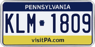 PA license plate KLM1809