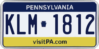 PA license plate KLM1812
