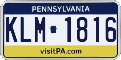 PA license plate KLM1816