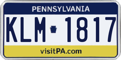 PA license plate KLM1817