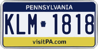 PA license plate KLM1818