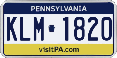 PA license plate KLM1820