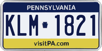 PA license plate KLM1821