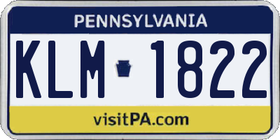 PA license plate KLM1822