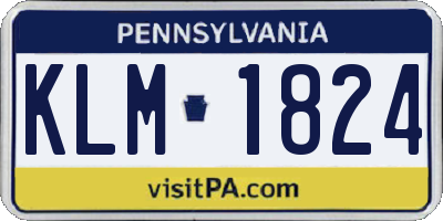 PA license plate KLM1824