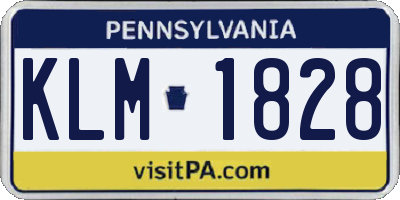 PA license plate KLM1828