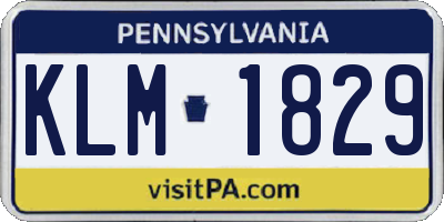 PA license plate KLM1829