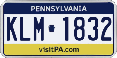 PA license plate KLM1832