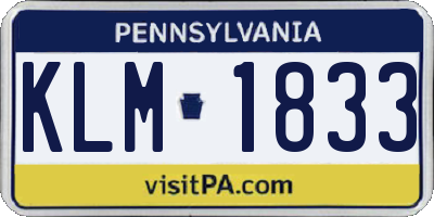 PA license plate KLM1833