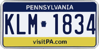 PA license plate KLM1834