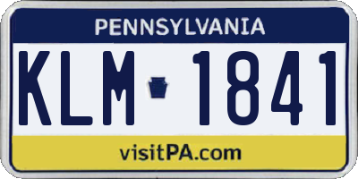 PA license plate KLM1841