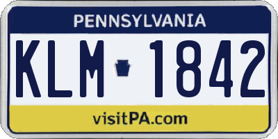 PA license plate KLM1842