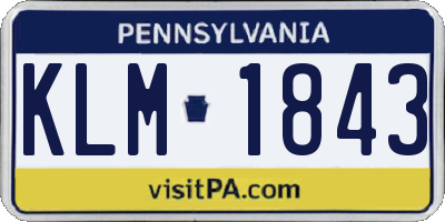 PA license plate KLM1843