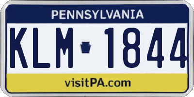 PA license plate KLM1844