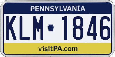 PA license plate KLM1846