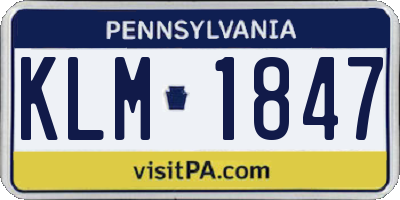 PA license plate KLM1847