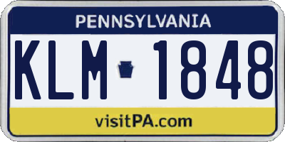 PA license plate KLM1848