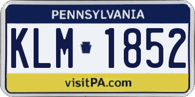 PA license plate KLM1852