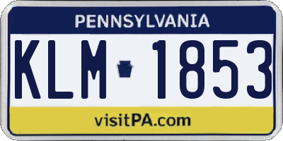 PA license plate KLM1853