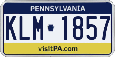 PA license plate KLM1857