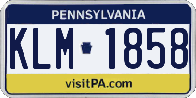 PA license plate KLM1858
