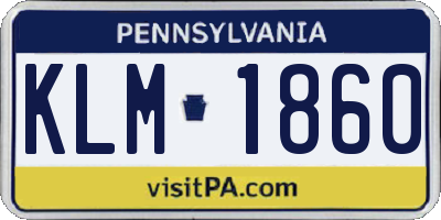 PA license plate KLM1860