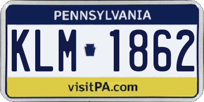 PA license plate KLM1862