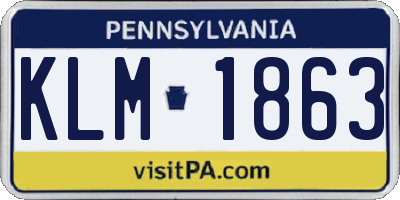 PA license plate KLM1863