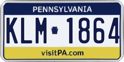 PA license plate KLM1864