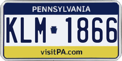 PA license plate KLM1866
