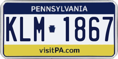 PA license plate KLM1867