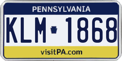 PA license plate KLM1868