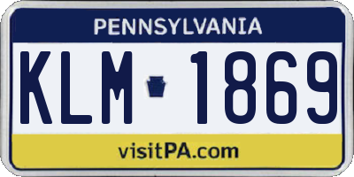 PA license plate KLM1869
