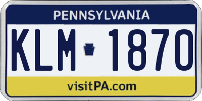 PA license plate KLM1870