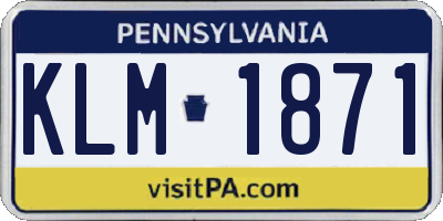 PA license plate KLM1871