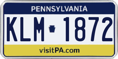 PA license plate KLM1872