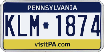 PA license plate KLM1874