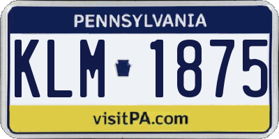 PA license plate KLM1875
