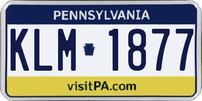 PA license plate KLM1877