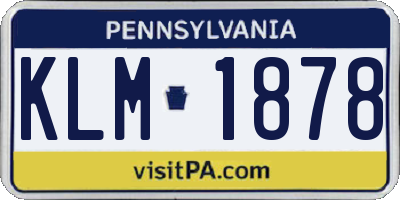PA license plate KLM1878