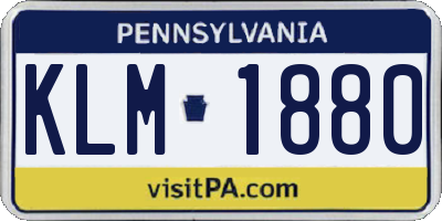 PA license plate KLM1880