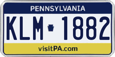 PA license plate KLM1882