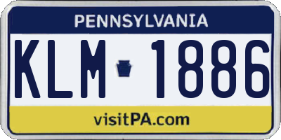 PA license plate KLM1886