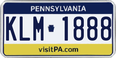 PA license plate KLM1888
