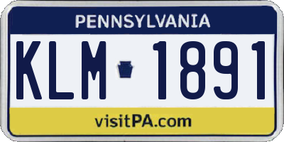 PA license plate KLM1891
