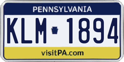 PA license plate KLM1894