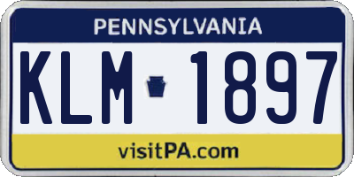 PA license plate KLM1897