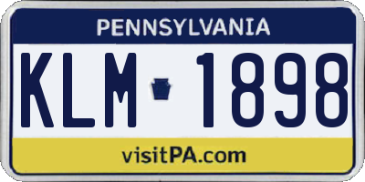 PA license plate KLM1898