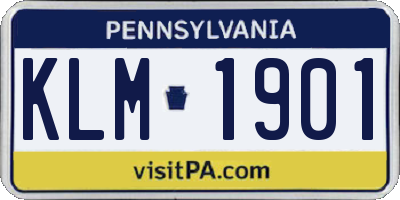 PA license plate KLM1901