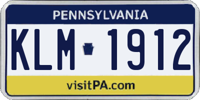 PA license plate KLM1912